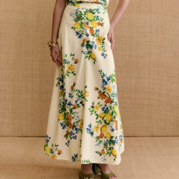 RARE Sezane Floral Midi Skirt in Cream - Picture 1 of 7